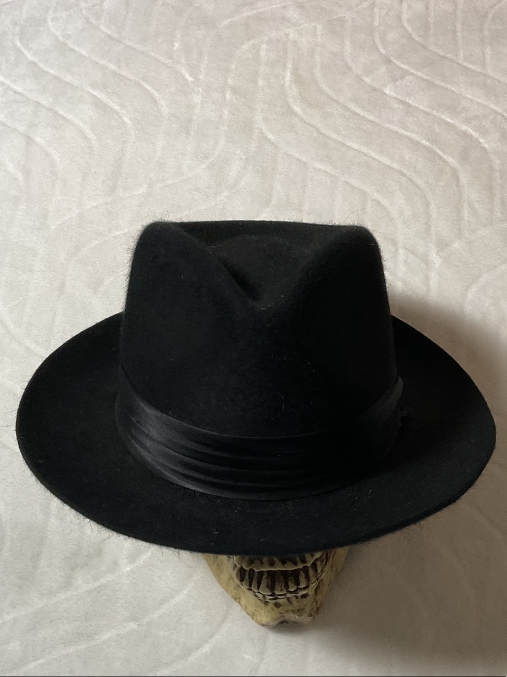 Men's Black Fedora Hat genuine fur felt golden coach